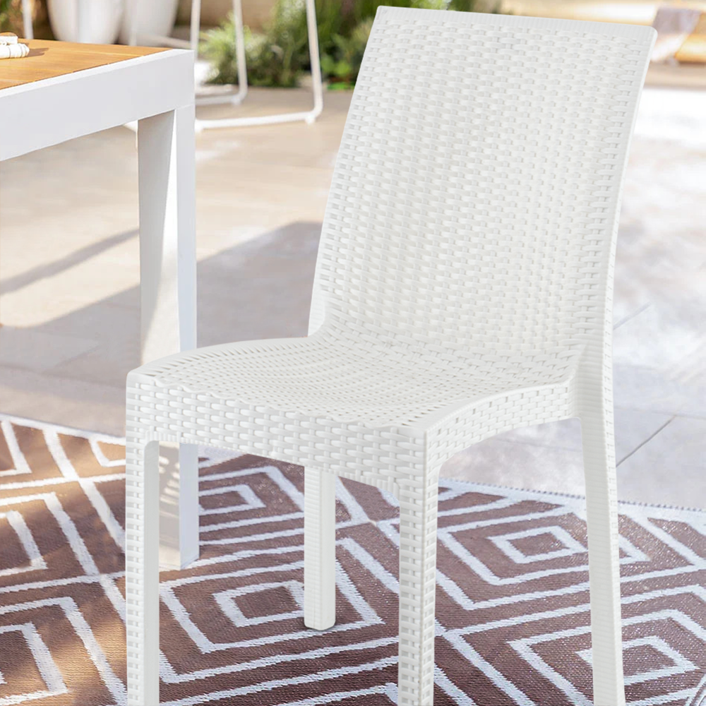 Set 2 Sedie da Giardino JANET da Esterno Design Rattan in Resina Impilabile