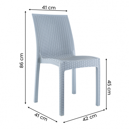 Set 2 Sedie da Giardino JANET da Esterno Design Rattan in Resina Impilabile