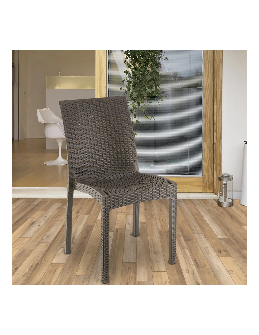 Seduta Esterni Impilabile Sedia Giardino RATAK In Polipropilene Bianco - Poltroncina Esterna Impilabile Sedia Terrazzo Balcone - Foto 2