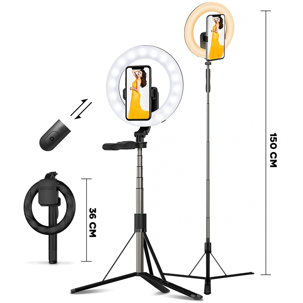 Selfie Stick Ring Light Anello Led 8" Treppiedi...