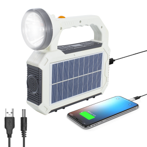 Lampada Portatile con Pannello Solare Luce d'Emergenza Multifunzione Strobo USB