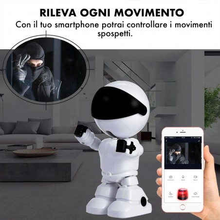 Robot Videocamera Wifi 5MP 490248 HD 1920x1080 Spy Cam Sorveglianza da Remoto
