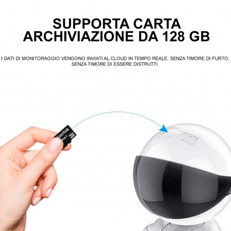 Robot Videocamera Wifi 5MP 490248 HD 1920x1080 Spy Cam Sorveglianza da Remoto