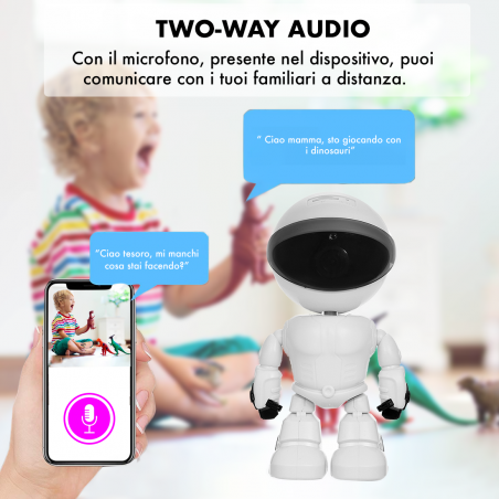 Robot Videocamera Wifi 5MP 490248 HD 1920x1080 Spy Cam Sorveglianza da Remoto