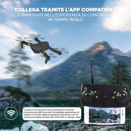 Mini Drone Quadricottero 1080P HD Pieghevole con Telecamera e Telecomando Wifi