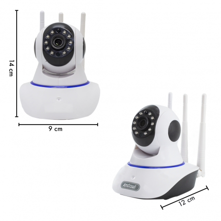 Telecamera di Sorveglianza Wireless Wifi 1080P HD con APP 3 Antenne Altoparlante
