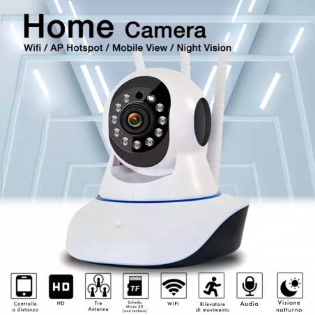Telecamera di Sorveglianza Wireless Wifi 1080P HD con APP 3 Antenne Altoparlante