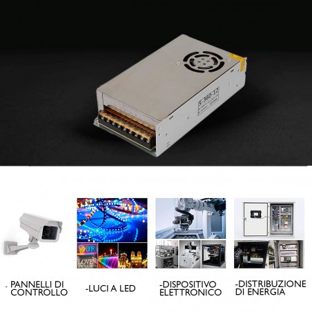 Alimentatore Stabilizzato 12V 30A 400W Power Box Trasformatore Tensione 220138