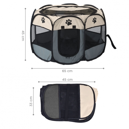 Tenda Box Per Cani Recinto Cuccia Per Piccoli Animali Pop-Up Beige 65x45 Cm