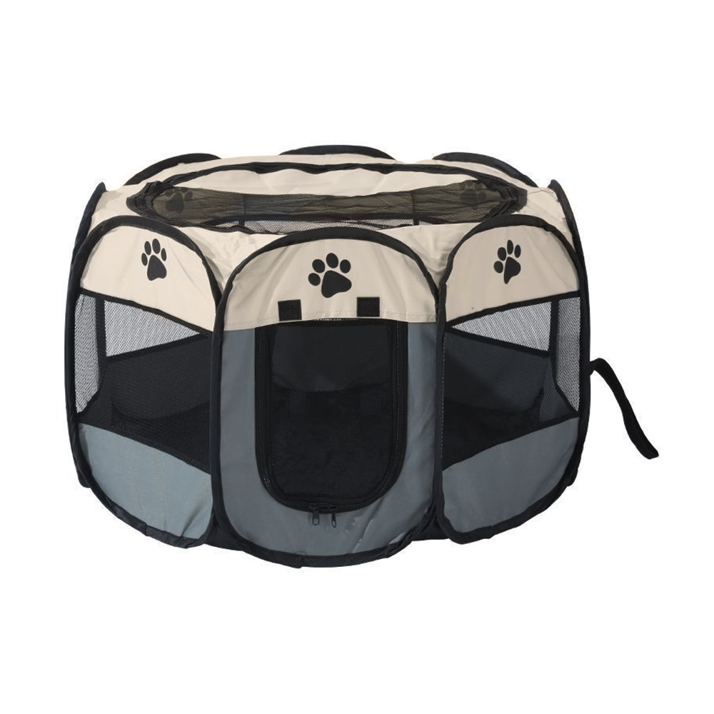 Tenda Box Per Cani Recinto Cuccia Per Piccoli Animali Pop-Up Beige 65x45 Cm