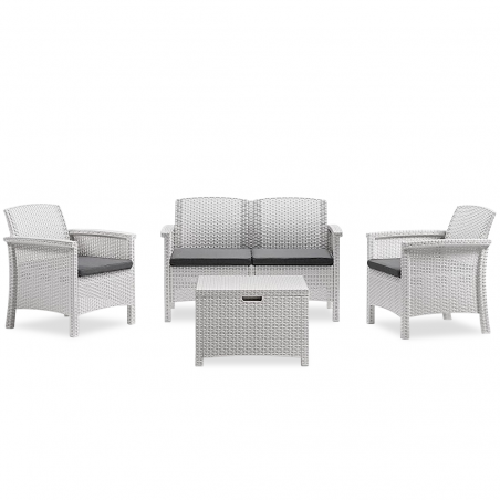 Salottino da Giardino VENEZIA Divano Poltrone e Tavolino Polipropilene in Rattan