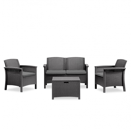 Salottino da Giardino VENEZIA Divano Poltrone e Tavolino Polipropilene in Rattan