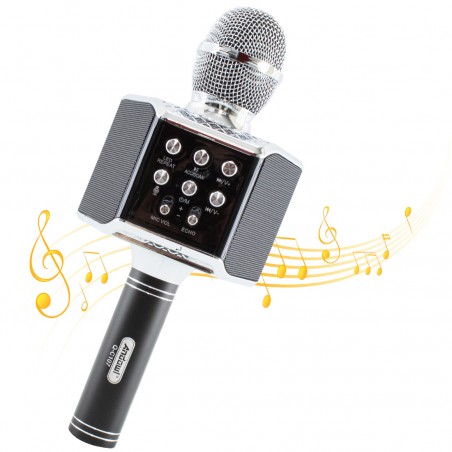 Microfono Karaoke Wireless con Luci Led Q-C107 Registra Canta e Riproduce Musica
