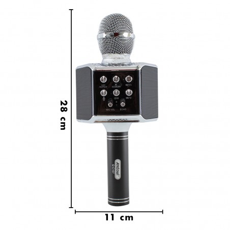 Microfono Karaoke Wireless con Luci Led Q-C107 Registra Canta e Riproduce Musica