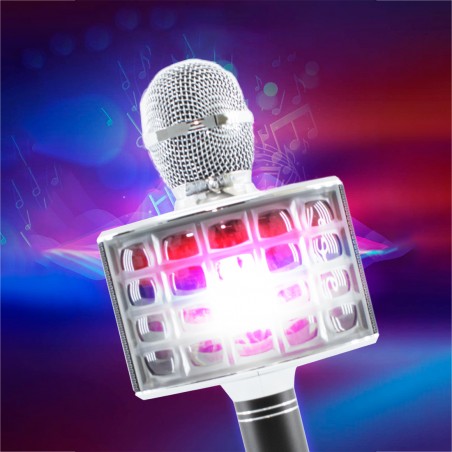 Microfono Karaoke Wireless con Luci Led Q-C107 Registra Canta e Riproduce Musica