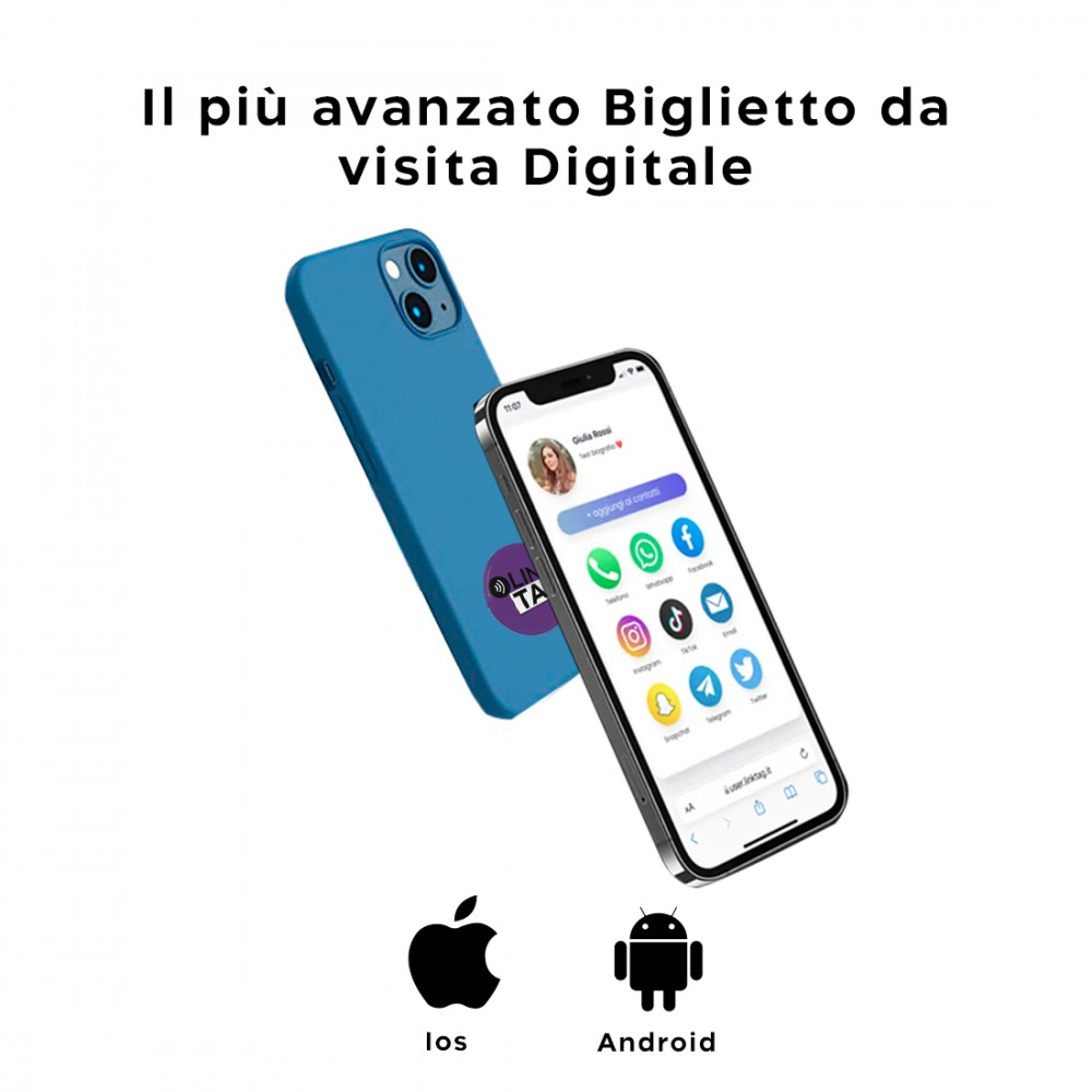 Biglietto da Visita Digitale Adesivo Link Tag Condividi Informazioni Smartphone