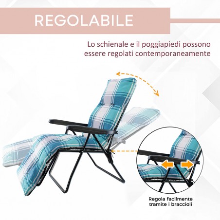 Sedia a Sdraio Pieghevole Sunny Schienale e Poggiapiedi Regolabili Imbottita