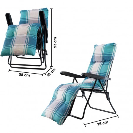 Sedia a Sdraio Pieghevole Sunny Schienale e Poggiapiedi Regolabili Imbottita