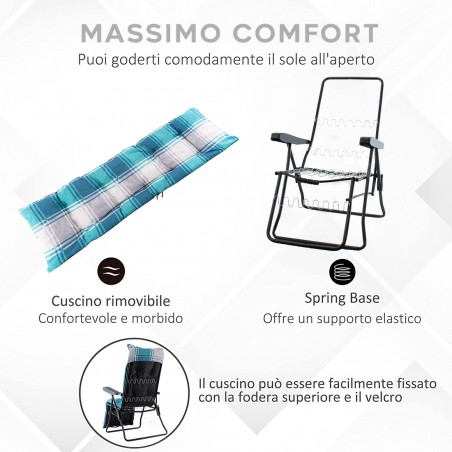 Sedia a Sdraio Pieghevole Sunny Schienale e Poggiapiedi Regolabili Imbottita