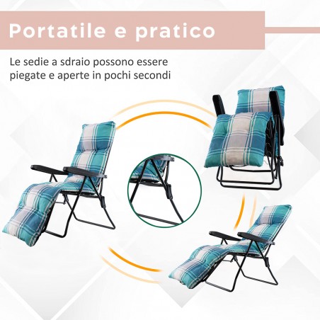 Sedia a Sdraio Pieghevole Sunny Schienale e Poggiapiedi Regolabili Imbottita