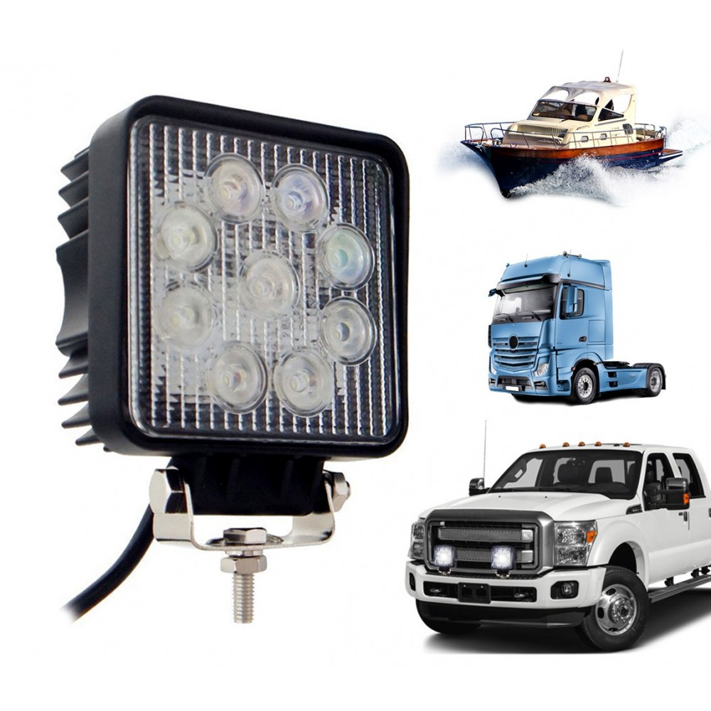 Faro led per auto camion e barche off road impermeabile e resistente alla polvere 27 watt luce bianca