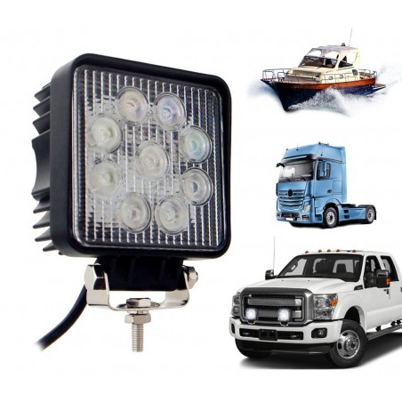 Faro led per auto camion e barche off road impermeabile e resistente alla polvere 27 watt luce bianca Faro led per auto camion e barche off road impermeabile e resistente alla polvere 27 watt luce bianca