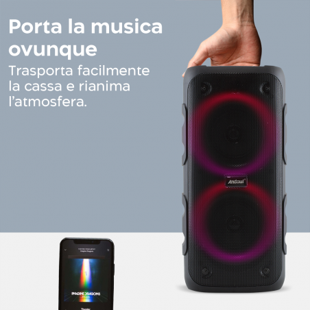 Cassa Bluetooth Altoparlante Wireless Karaoke con Luci RGB Radio FM Portatile