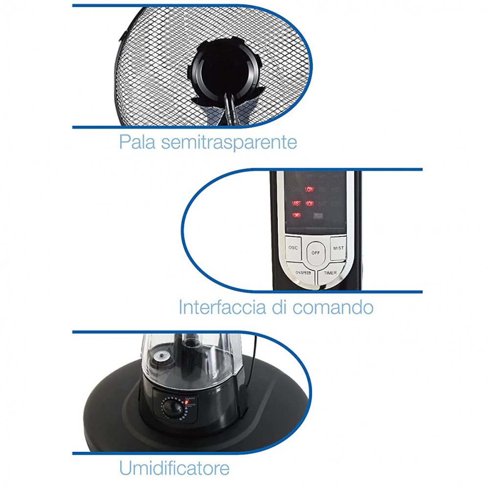 Ventilatore a Piantana Oscillante nebulizzatore...