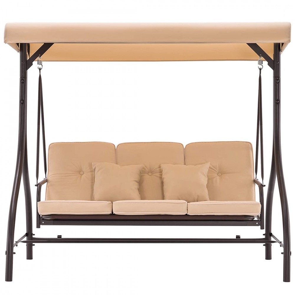 Dondolo a 3 Posti da Giardino con Schienale...