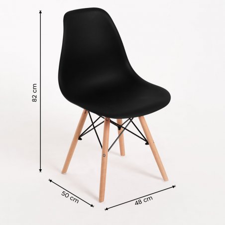 Set 4 Sedie da Pranzo IVAR Design Scandinavo Retrò con Piedi in Legno e Acciaio