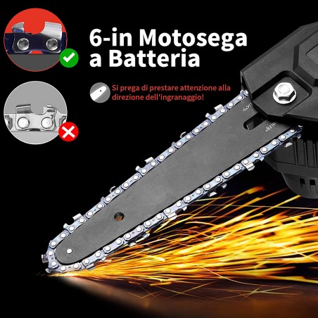 Mini Motosega Elettrica Cordless a Batteria 48VF Lama 4 Pollici per Potare