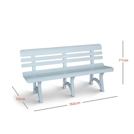 Panchina a 3 Posti da Giardino OLIMPIA Bianca 150x53x77cm Plastica Resistente