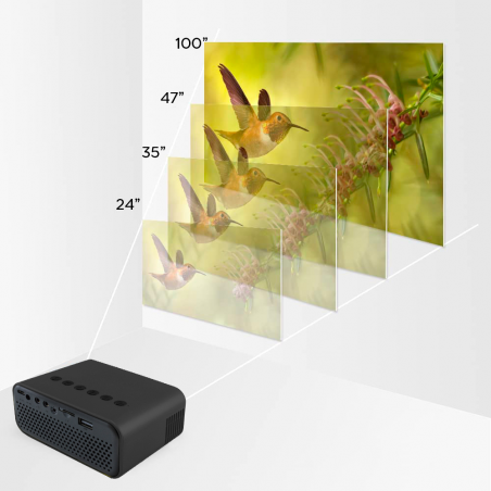 Mini Proiettore Led Ultra HD 1080P per Telefono con Telecomando Videoproiettore