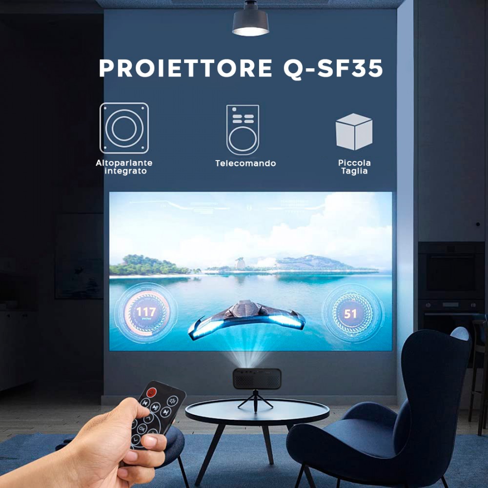 Mini Proiettore Led Ultra HD 1080P per Telefono...