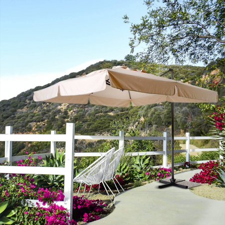 Ombrellone Quadrato VENEZIA Telo 3x3mt Ecru' con Braccio Decentrato Retrattile