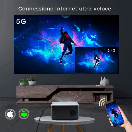 Videoproiettore Portatile 1080P Alta Definizione HD Lettore Multimediale HDMI
