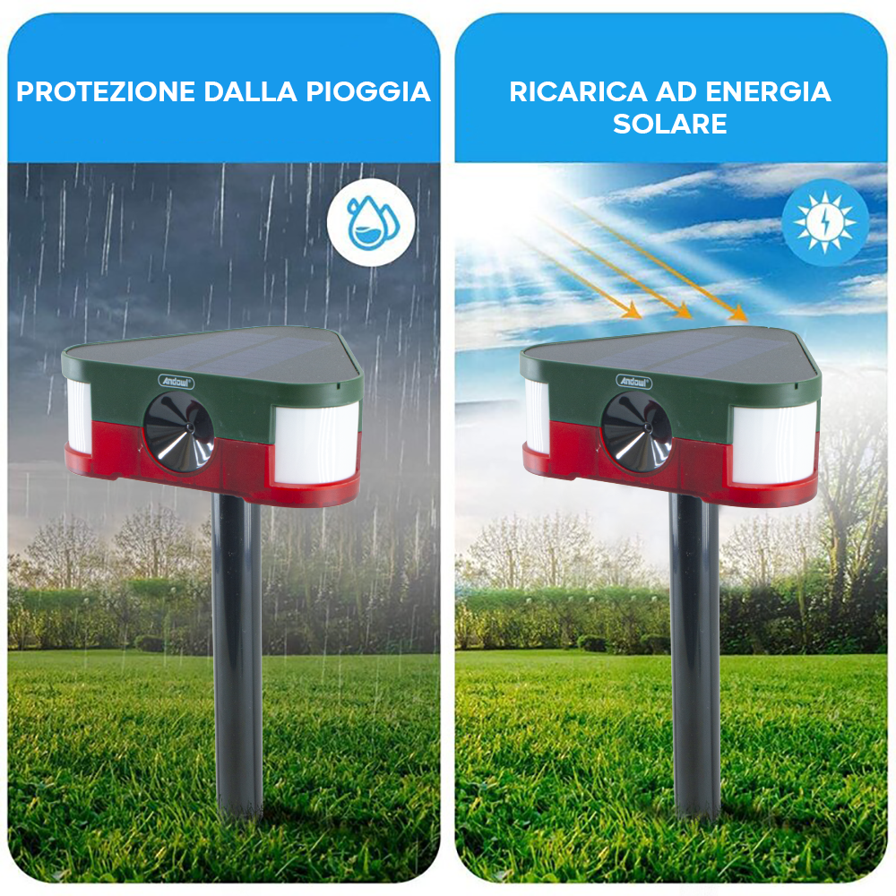 Sensore Scaccia Animali ad Ultrasuoni Allarme...