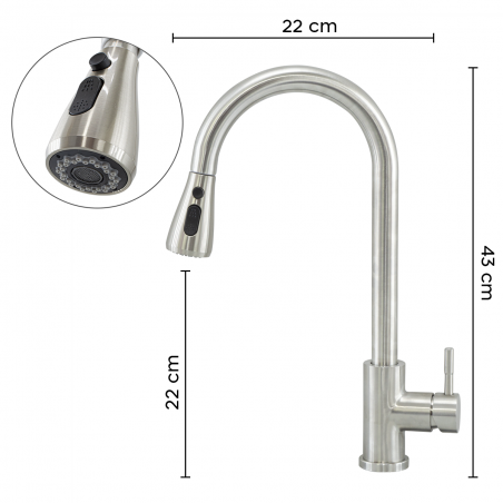 Rubinetto Banff per Lavello in Acciaio Inox con Doccetta Estraibile Monocomando Rubinetto Banff per Lavello in Acciaio Inox con Doccetta Estraibile Monocomando