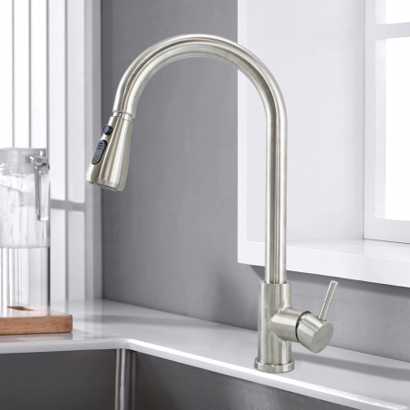 Rubinetto Banff per Lavello in Acciaio Inox con Doccetta Estraibile Monocomando Rubinetto Banff per Lavello in Acciaio Inox con Doccetta Estraibile Monocomando