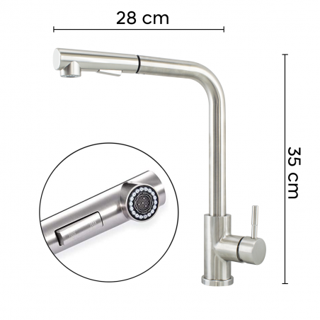 Rubinetto Oshawa per Lavello In Acciaio Inox Con Doccetta Estraibile Moderno