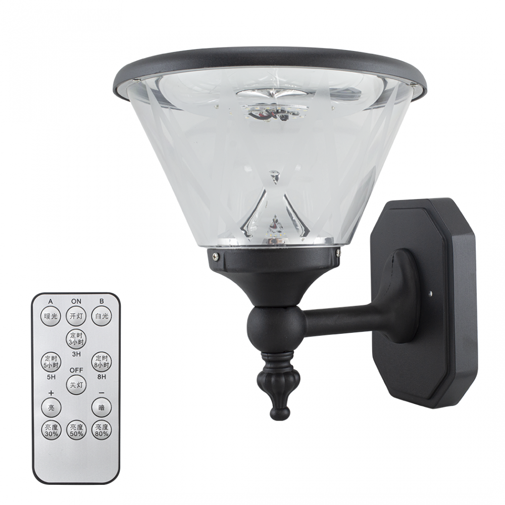 Lampada Led Da Parete 5W Esterni Con Pannello Solare Applique 3 Modalità IP67