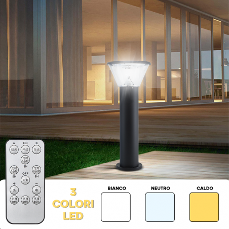 Lampione Led da Esterni 5W Pannello Solare 25x60cm Lampada Piantana 3 Modalità