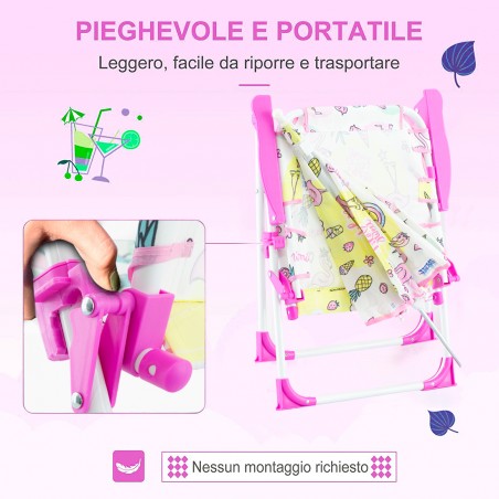 Sedia Pieghevole Enrico Coveri per Bambini con Parasole 34x36x52cm Trasportabile