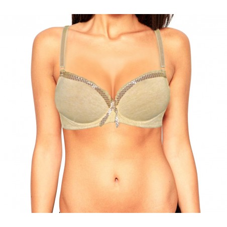 Set 3 reggiseni modello Kalika semi imbottito in 3 colori melange con bretelle regolabili e dettagli a pois