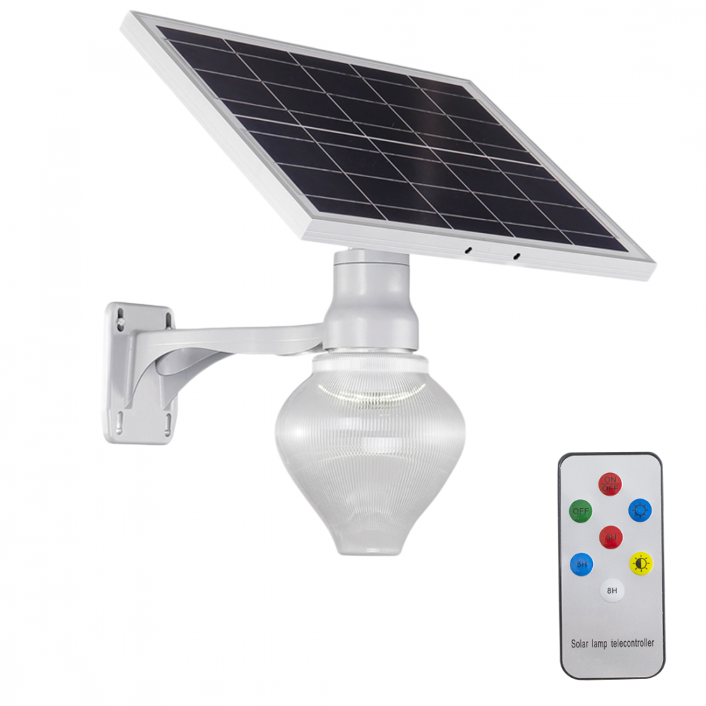 Lampada Led Giardino e Cortile con Pannello Solare Lampione IP65 con  Telecomando