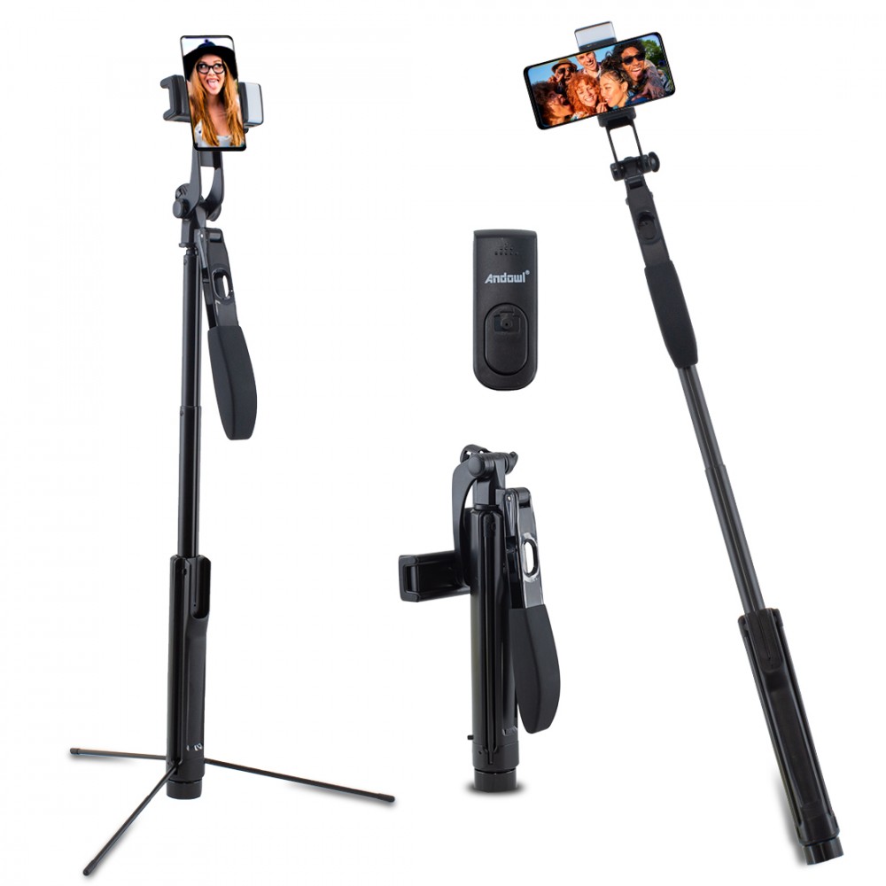 Image of Mini Treppiedi Supporto per Telefono Video Camera Stand 360° con Faro Led