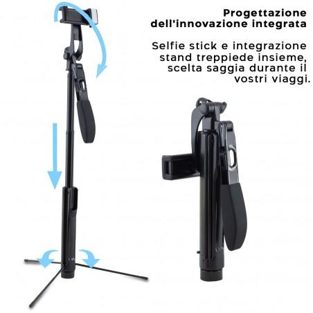 Mini Treppiedi Supporto per Telefono Video Camera Stand 360° con Faro Led