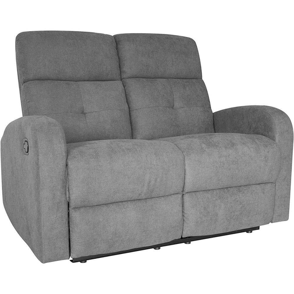 Divano Poltrona 2 Posti RECLINER Poggiapiedi e Schienale Reclinabile 130x77x64H Grigio