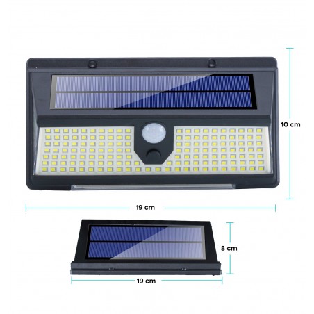 Lampada da Esterni Led Bianchi Faro con Pannello Solare e Sensore di Movimento