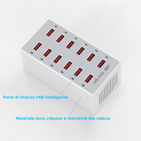 Stazione di Ricarica Multipla Veloce 615493 Caricabatterie USB 12 Porte 60W